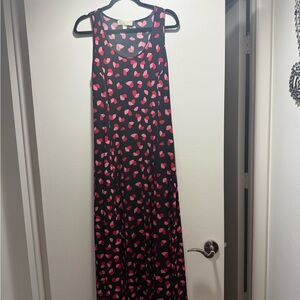 Michael Kors Black, red and Pink Heart Maxi Dress XL Valentines Day Dress